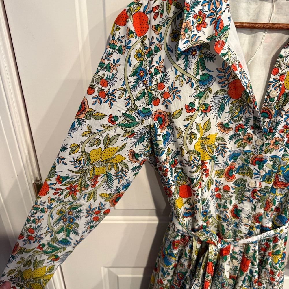 Boden Kitty Midi Long Sleeve Button-up Shirtdress In Ivory Lemon Fizz - Picture 4 of 6